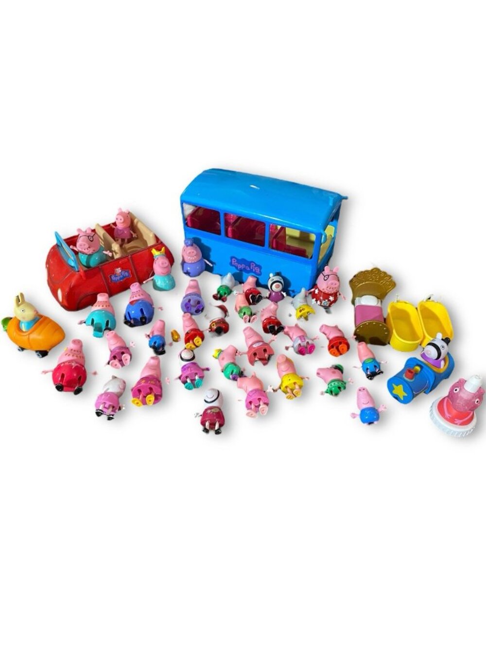 Peppa Pig Huge Mixed Lot Figures Vehicles Bus Beds Accessories Cars Characters